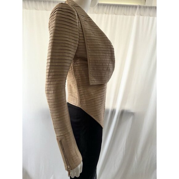 Marciano Los Angeles Women's Shayna Drape Jacket Leather Beige Size 2 - Picture 7 of 9
